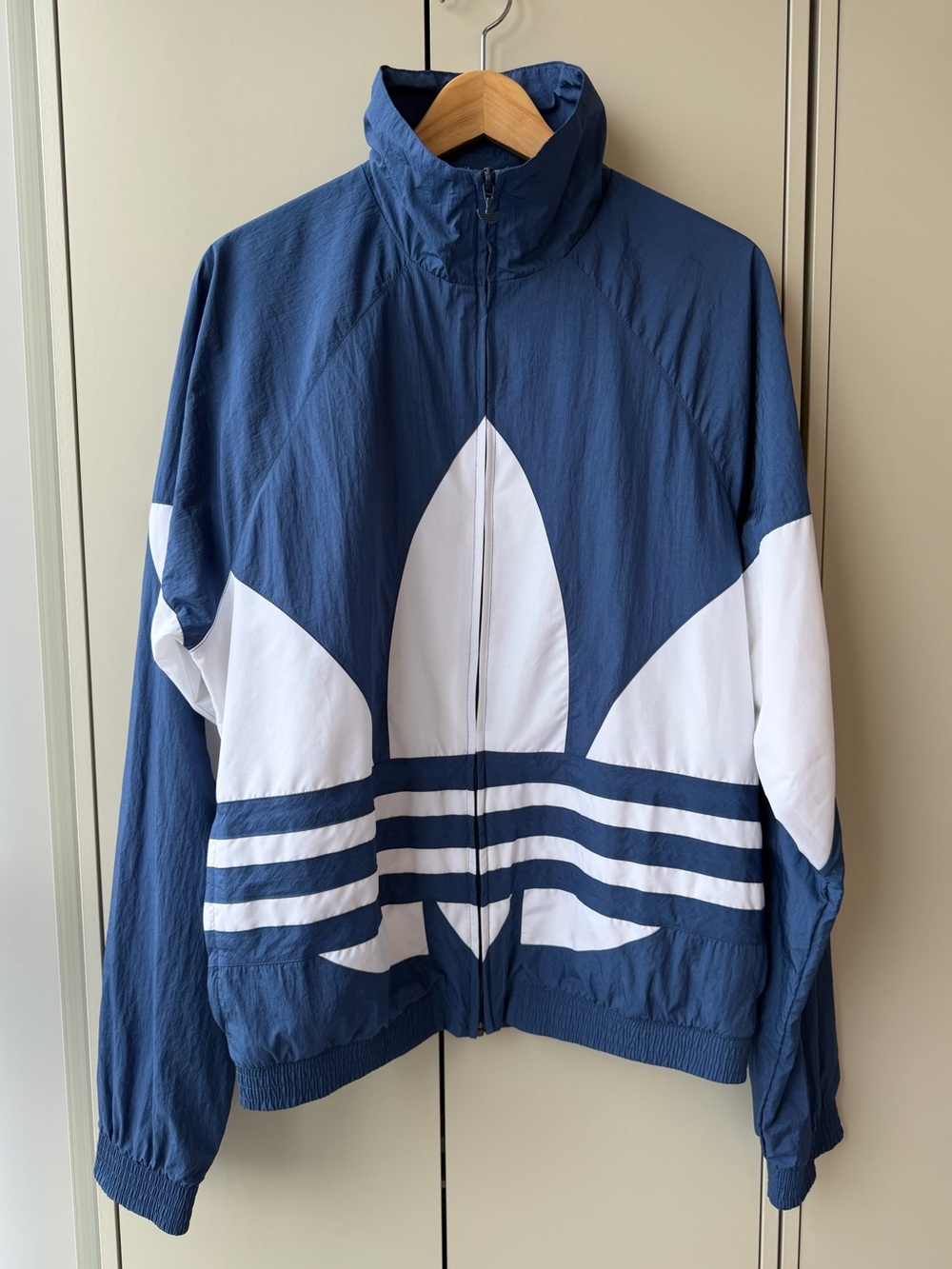 Adidas Navy and White Windbreaker Track Jacket